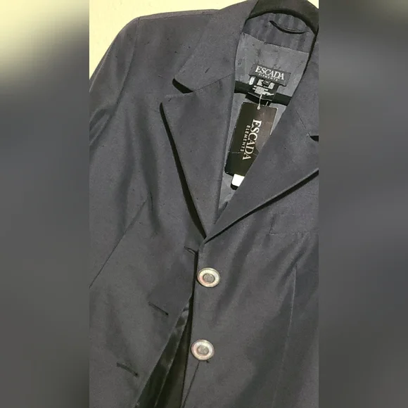 Escada NWT Black Blazer Classic Formal Jacket Silk & Cotton